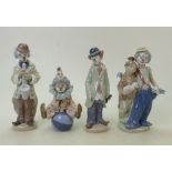 A collection of Lladro clown figures to include: Pals Forever 7686, Circus Sam 5472,