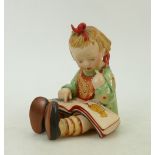 Beswick Hummel figure of Girl Reading: Beswick Hummel large figure of seated girl reading book,