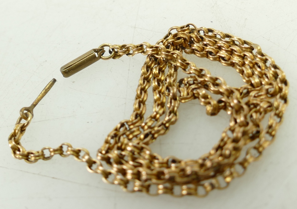 Yellow coloured metal Chain: Yellow coloured metal chain with 9c tag, weighing 2. - Image 2 of 2