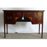 Late 19th century Mahogany Inlaid Sideboard: Bow fronted sideboard of small proportions,