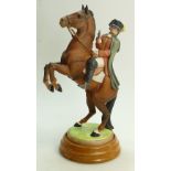 Beswick Connoisseur model of a Highwayman on rearing horse 2210: On wooden plinth (good restoration