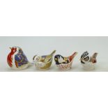 Royal Crown Derby Paperweights: Robin, Crested Tit, Tit and Firecrest.