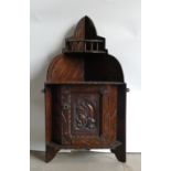 19th Century Carved Oak Corner Cabinet: Cabinet with later carved decoration to door,
