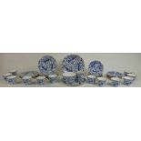 Royal Crown Derby Peacock Blue & White tea ware to include: 12 cups and saucers,
