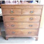 Georgian Mahogany Chest of Drawers: Mahogany inlaid and with mother of pearl inserts to keyholes,