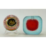 Murano glass paperweightn and one other: Murano paperweight decorated with Neptune and another