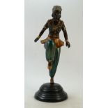 Large Art Deco style lady dancer figure: Good quality reproduction spelter Art Deco lady dancer