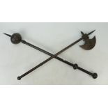 19th Century Indo-Persian Tabar Steel Battle Axe & Mace: Length of mace 64cm.