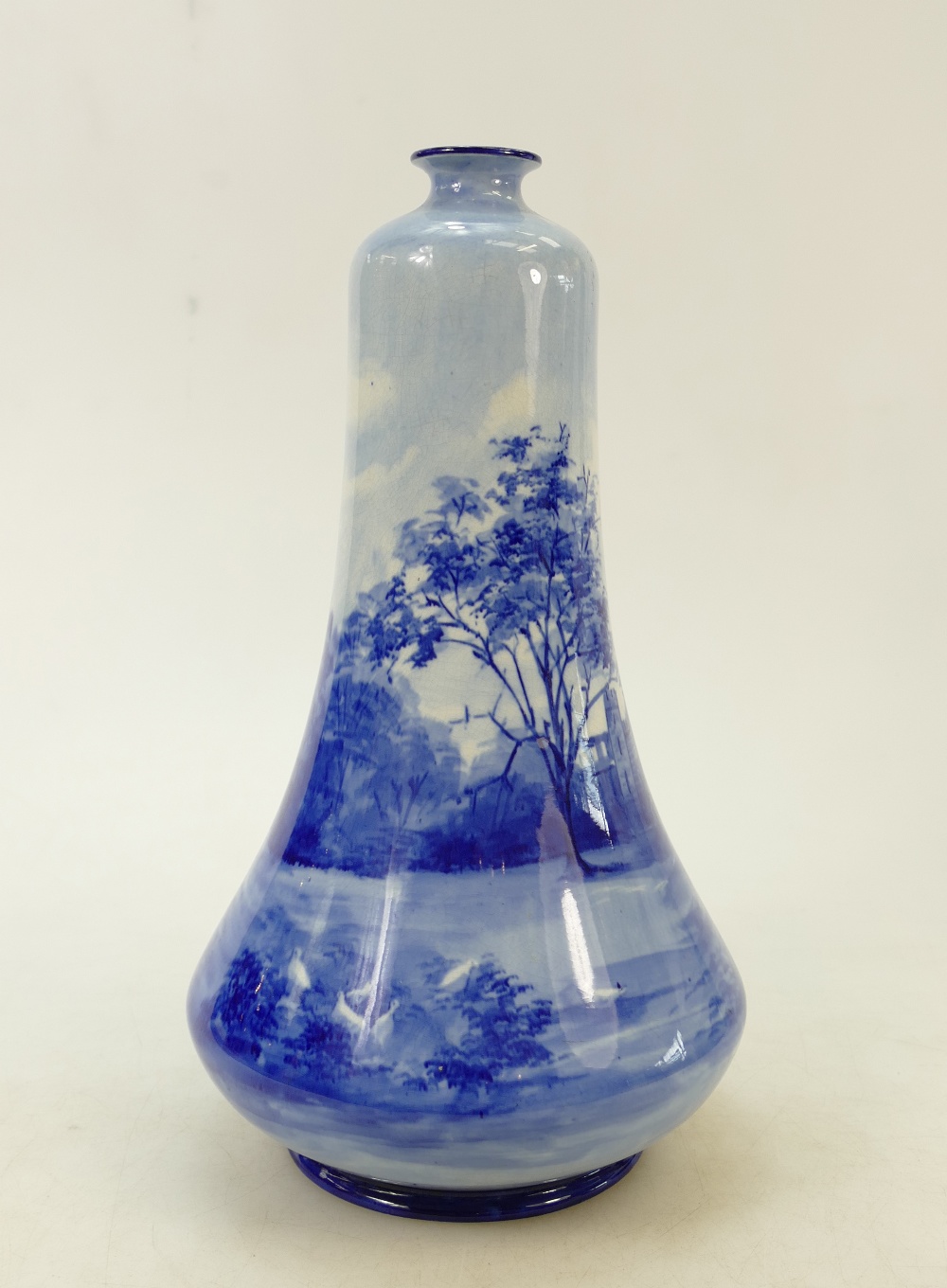 Doulton Burslem ware Vase: 19th Century Doulton Burslem blue & white vase decorated with deer and - Image 3 of 5