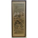 Early 20th Century Chinese hand Painted Mountain Scene: Signed with Chop Marks upper left,