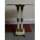 Continental Marble Table: Striking decorative 4 pillar marble occasional table / plant stand,