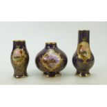 Royal Doulton hand painted Vases: Royal Doulton small vases hand painted with panels of castles by