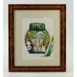 Rachel Bishop original watercolour painting: Painting of the design for the Noah's Ark Ginger Jar &