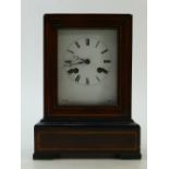 Rosewood & brass inlaid French Mantle Clock: Rosewood & brass inlaid French mantle clock.