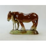 Royal Doulton Shire Horse and Foal: Model of a Chestnut Shire horse and foal on base,