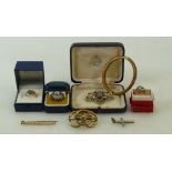 Collection of gold and old costume Jewellery: Collection of gold jewellery including 9ct gold &
