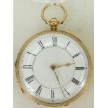 18ct gold Pocket Watch: Victorian 18ct gold pocket watch, hallmarks for Chester 1890.