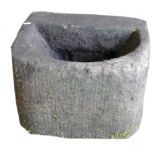 Sandstone Trough: Unusual shaped antique sandstone trough with slanted / angled interior.