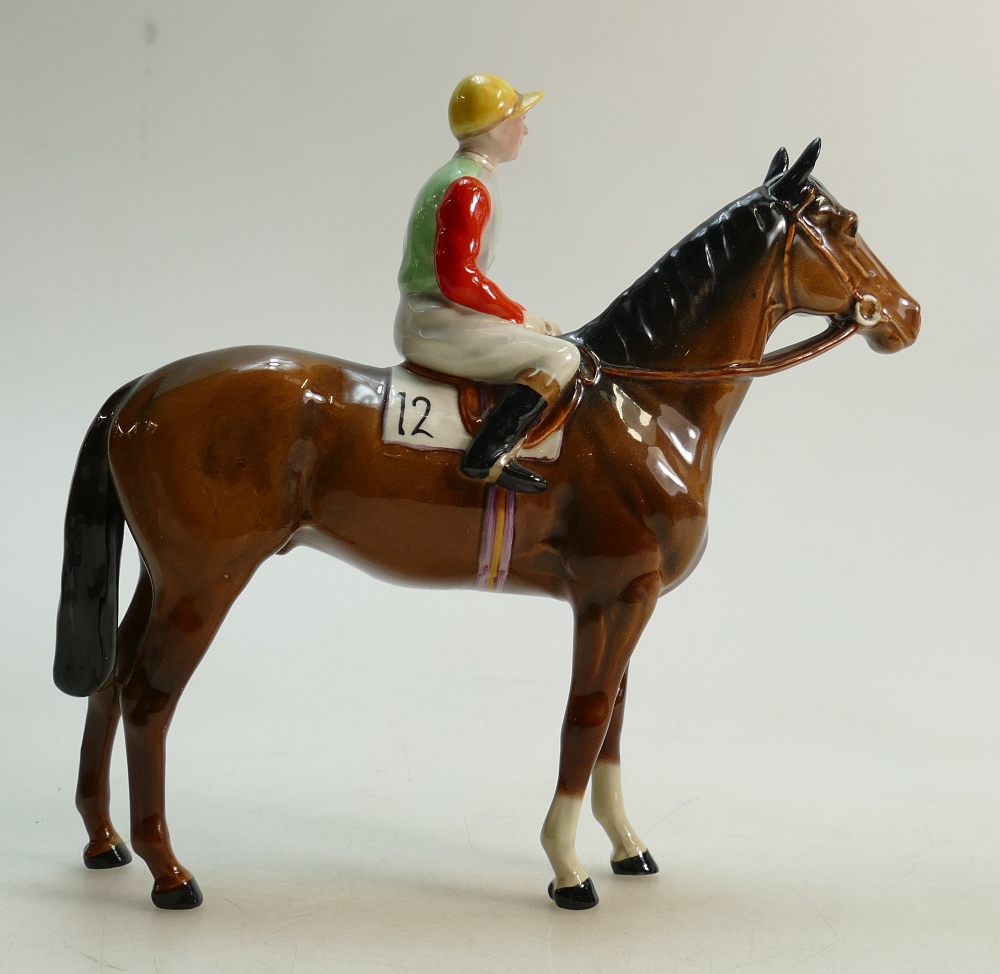 Beswick Jockey on Standing Brown Horse 1862: (restored legs) - Image 3 of 3
