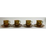 Royal Doulton Kingsware Coffee Cans and Saucers: Royal Doulton Kingsware set of 4 coffee cans and