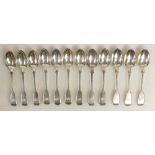 12 silver Tea spoons London 1879: Engraved initials,