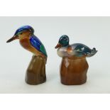 Royal Doulton rare birds: Royal Doulton model of Kingfisher on a stump HN131 and Mallard duck on a