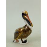 Royal Crown Derby paperweight Hadleigh Brown Pelican: Limited edition of 500 with gold stopper