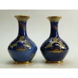 Pair of Carltonware Vases: Pair of Carltonware vases decorated in the Pagoda design, height 16.5cm.
