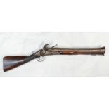 Flintlock Blunderbuss with flared steel barrel & furniture: 68cm long, Walnut stock.