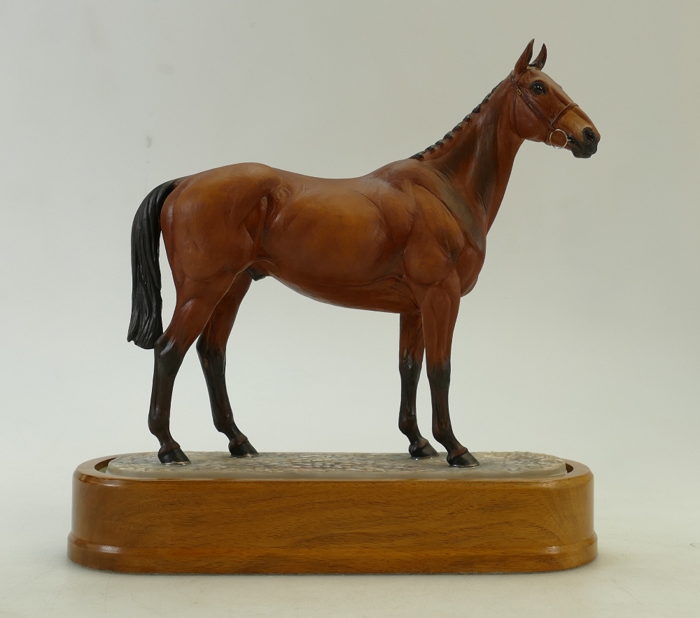 Royal Worcester model of Arkle: Royal Worcester model of Arkle modelled by Doris Lindner on wood