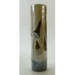 Lise Moorcroft pottery cylinder vase decorated with toadstools, dated 2012, height 35cm.