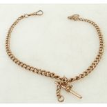 Victorian Rose gold double Albert Chain: With T-bar, length 37cm, 40.7 grams.