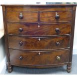 Georgian Inlaid Bow fronted Mahogany Chest of Drawers: 2 over 3 drawers