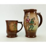 Royal Doulton embossed Seriesware Jugs: Royal Doulton large and small embossed Sir Francis Drake