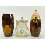 Doulton Burslem Ware Vases and Jar: 19th Century Doulton Burslem Holbein ware hand painted vase