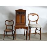 A group of 3 antique chairs: A pleasing childs balloon back chair,
