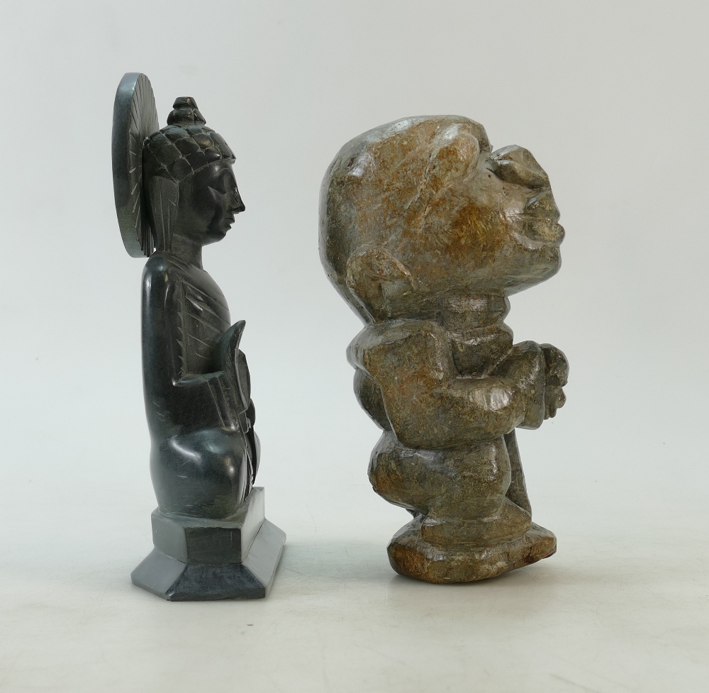 Thai and Aztec carved stone figures: Height 23cm: - Image 2 of 4