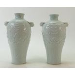 Pair of Chinese porcelain vases: Pair of Chinese porcelain vases with Celadon glaze,