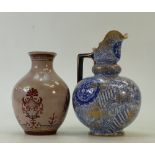 Doulton Lambeth high fired Vase and Doulton Ewer: Doulton Lambeth high fired decorated vase,