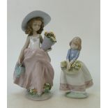Lladro lady figures to: May Flowers 5467 and A wish come true 7676.