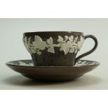 A Wedgwood Norman Wilson Tea cup & Saucer: Decorated with a Chocolate Brown Aventurine Glaze with
