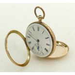Ladies gold coloured metal Pocket Watch marked 14k: Ladies gold coloured metal pocket watch marked