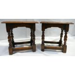 Pair of Victorian Oak Joint Stools: