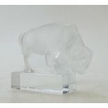 Lalique Bison paperweight: Lalique Clear Crystal glass Bison paperweight, height 10.25cm.