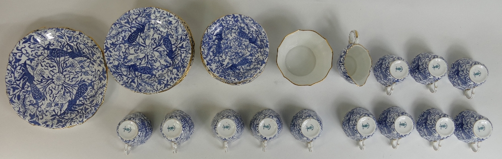 Royal Crown Derby Peacock Blue & White tea ware to include: 12 cups and saucers, - Image 4 of 5