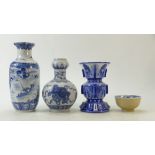 A collection of Chinese porcelain: Chinese porcelain blue and white vase decorated with shipping