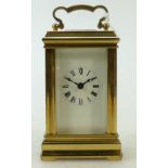 Small brass Carriage Clock: Carriage clock timepiece of small size, no key, but using a spare key,