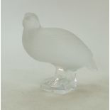 Lalique Partridge paperweight: Lalique frosted Crystal glass Partridge paperweight, height 13.5cm.