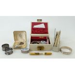 A collection of vintage costume Jewellery: Vintage costume jewellery including silver bracelets,