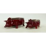 Royal Doulton Flambe pig dishes: Royal Doulton Flambe dishes in the form of pigs,